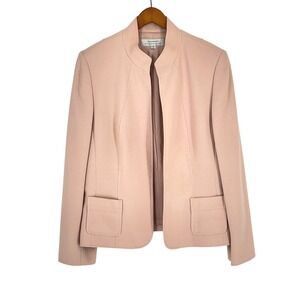 Excellent Tahari Womens Blazer 14 Open Front Pink Mock Neck Professional Pockets
